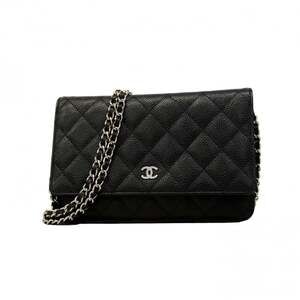 CHANEL Authentic Black Caviar Leather Wallet